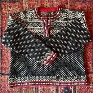 L.L.Bean 100% Wool Black Nordic Sweater - Women's Large